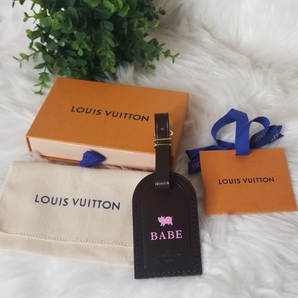 LOUIS VUITTON LARGE EBENE BROWN BABE LUGGAGE TAG - Picture 3 of 6